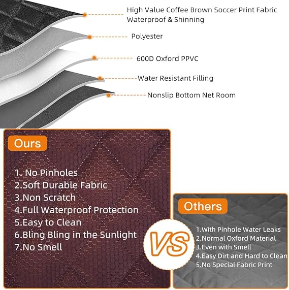 ANOSOSPECIAL Waterproof Child Seat Pad Dog Cover Rear Seat ISOFIX (Coffee Brown XL), Universal Fit Trucks Cars SUVs