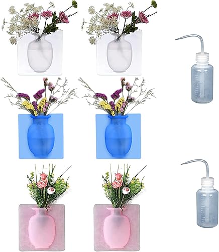 Jarrón mágico de silicona, jarrón mágico de silicona para ventana, jarrón adhesivo de silicona, jarrón extraíble reutilizable montado en la pared (6