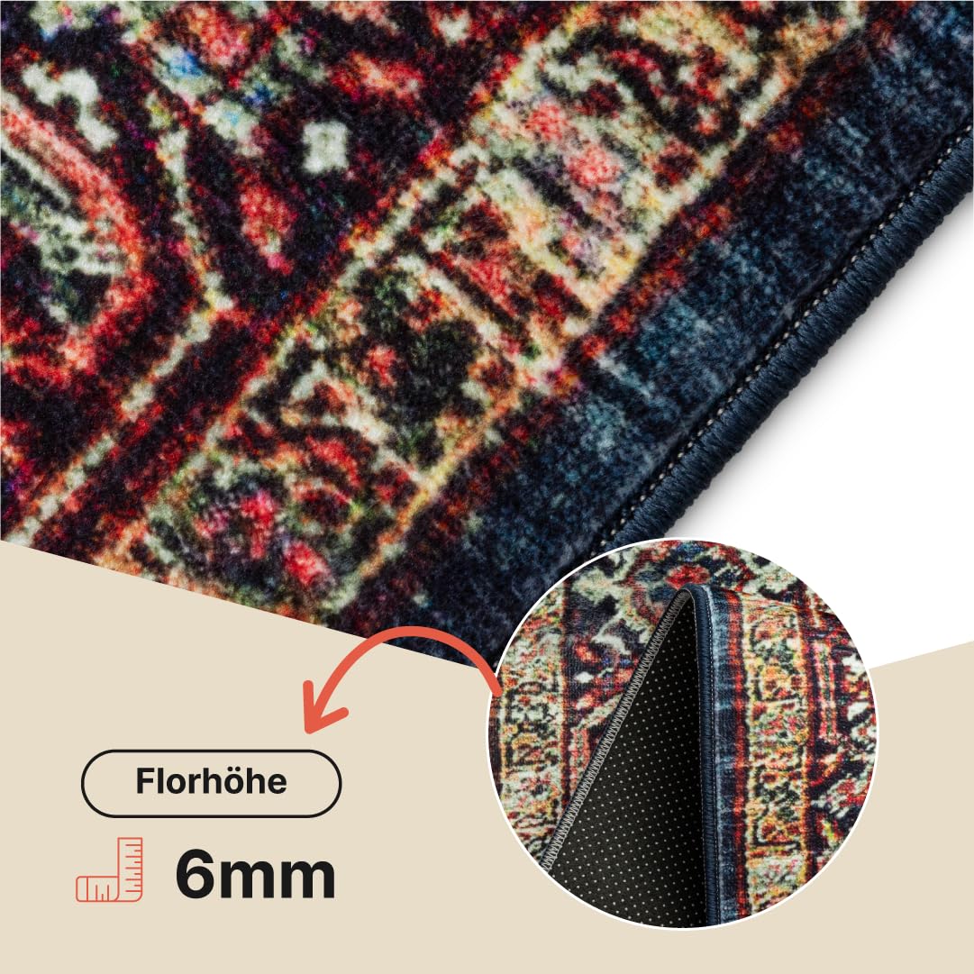 TAPISO Ispahan Teppich Klassisch Vintage Rostrot Gold 160 x 230 cm | bedruckter Teppich mit Antirutsch Wohnzimmer Schlafzimmer Oeko-Tex