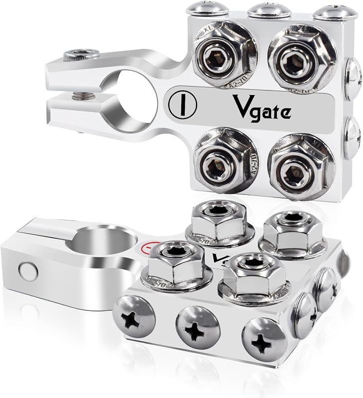 Terminais de bateria Vgate 12 vias AGM para postes SAE/DIN/EN – Positivo e negativo, 8 AWG a 4/0 AWG