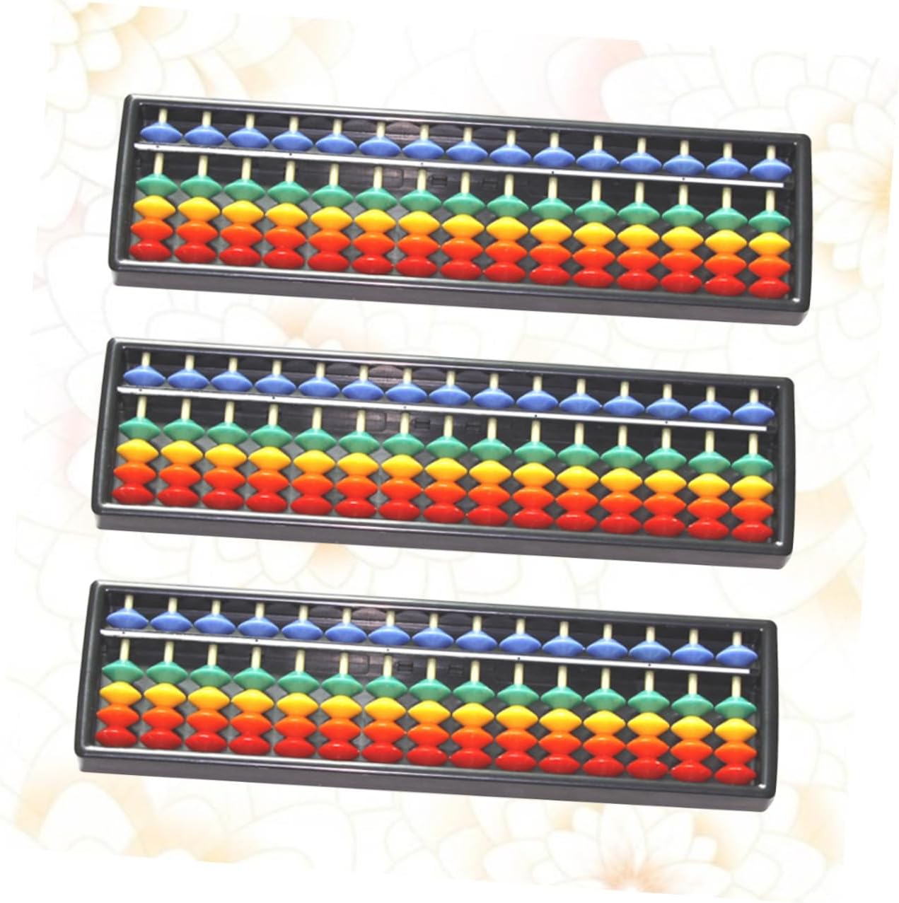 3pcs Colorful Plastic Abacus with 15 Rows, 5 Beads for ’s Mental Arithmetic, Lightweight Educational Portable Math Learning Tool, 3 Pieces per Pack