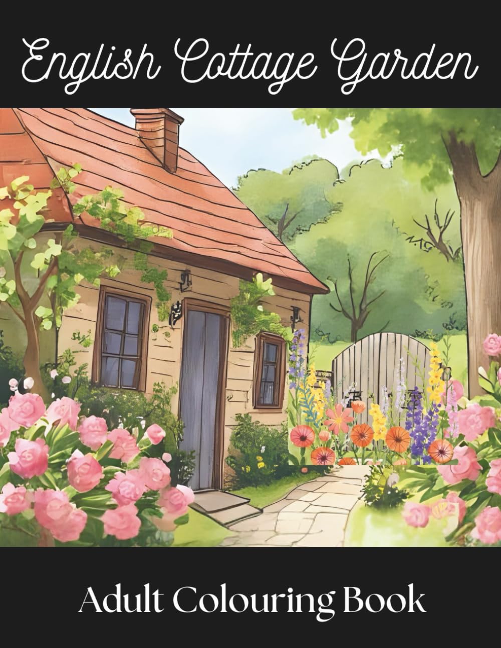 English Cottage Gardens For Adults, with 30 Pages of beautiful garden Illustrations (Garden Escapes – Adult Colouring Book Series)