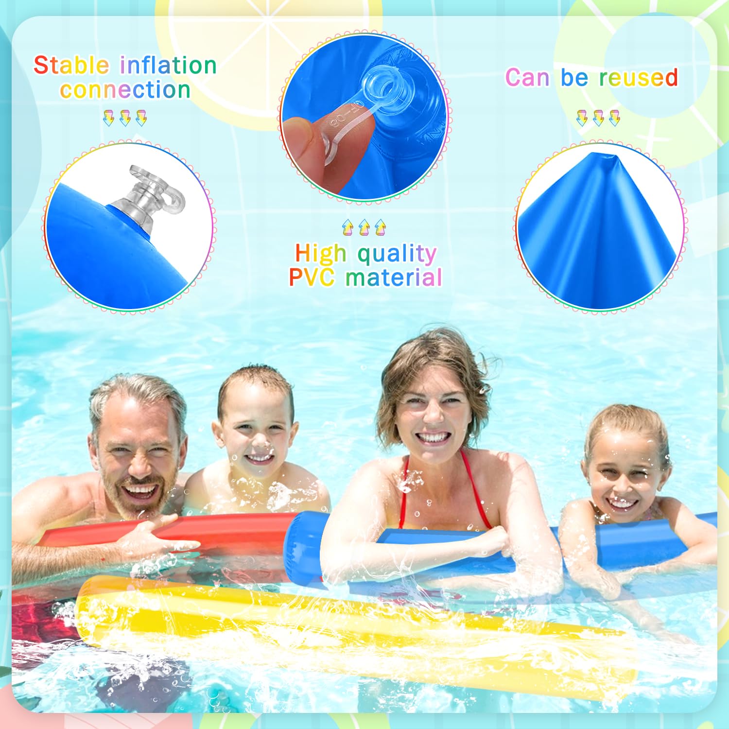 Noodle Gonfiabile Curvo Per Piscina A Forma Di U – 60x75 Cm – Galleggiante A Strisce Blu In PVC Resistente – Divertimento Estivo Per Piscina E Mare