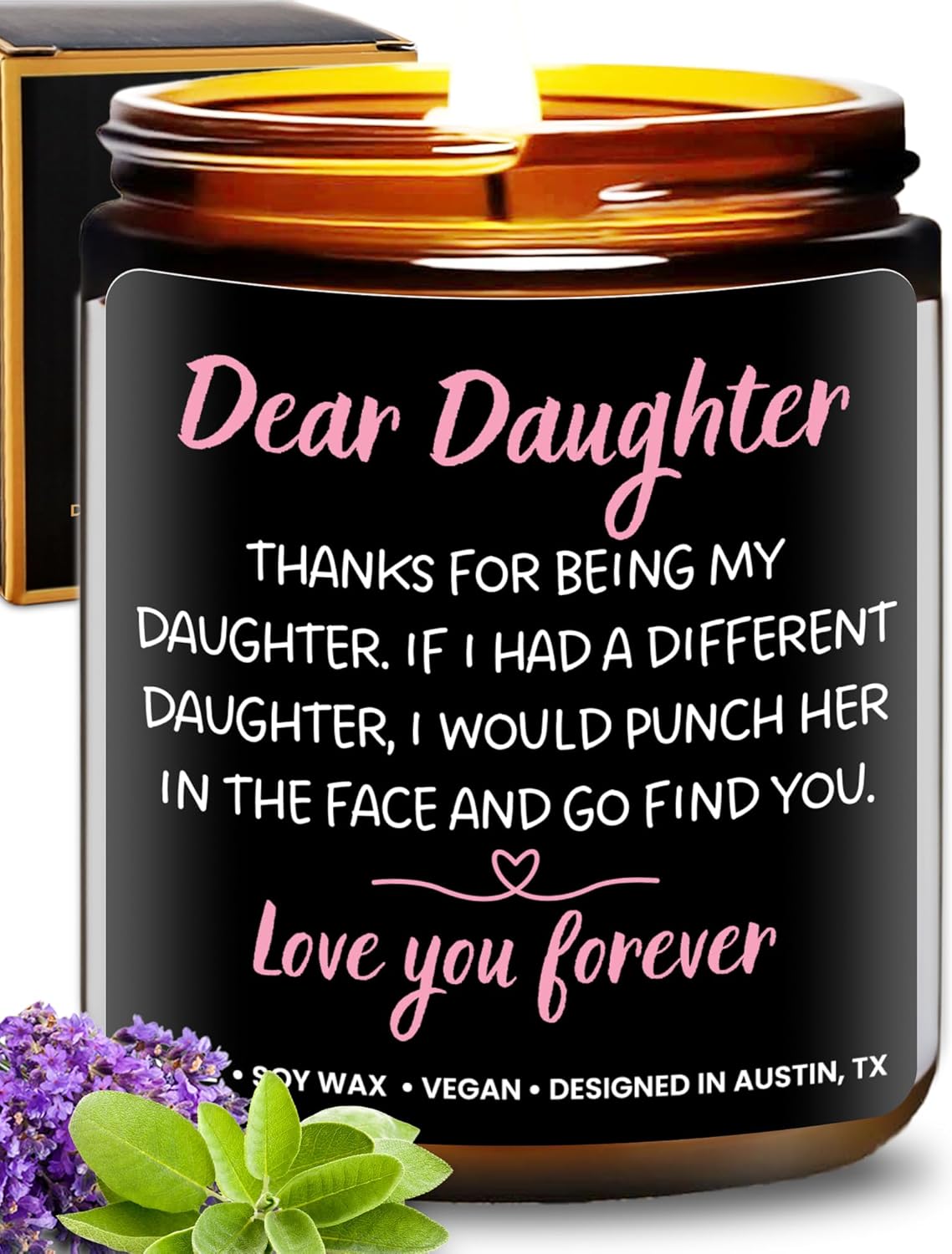 Funny Daughter Candle, Best Daughter Gifts from Mom, Unique to My Daughter Gifts from Dad, Ideal Birthday Presents for Her Adult, Mother's Day, Christmas, Gift-Ready