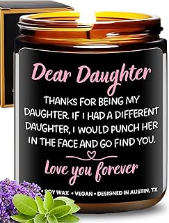 Funny Daughter Candle, Best Daughter Gifts from Mom, Unique to My Daughter Gifts from Dad, Ideal Birthday Presents for Her Adult, Mother's Day, Christmas, Gift-Ready