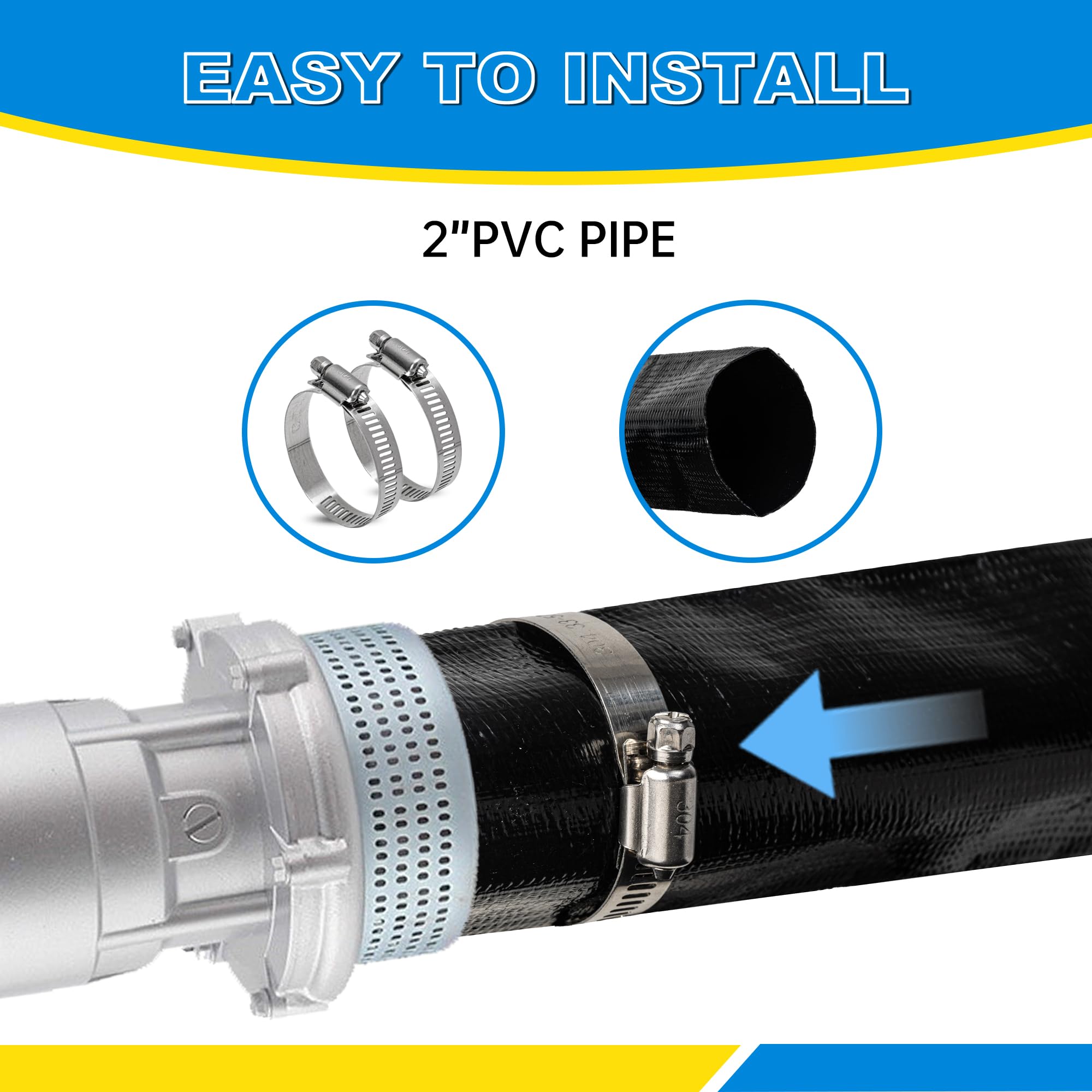 Manguera de retrolavado de piscina de 6 bares, de 2 pulgadas x 50 pies, manguera de PVC resistente, manguera de descarga plana, resistente a la intemperie para transferencia de agua, bomba de
