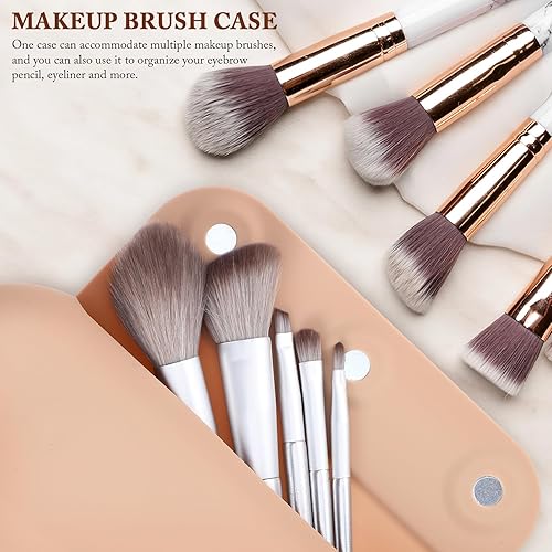 Miniatura 3 de FOMIYES Estuche para brochas de maquillaje de viaje, suave y portátil, con cierre magnético anticaídas, bolsa de silicona para brochas de maquillaje