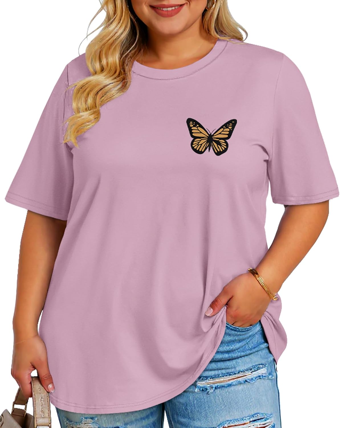 rosemia Plus Size Tshirts for Women Oversized Casual Tees Crewneck Short Sleeves Blouses - Image 5