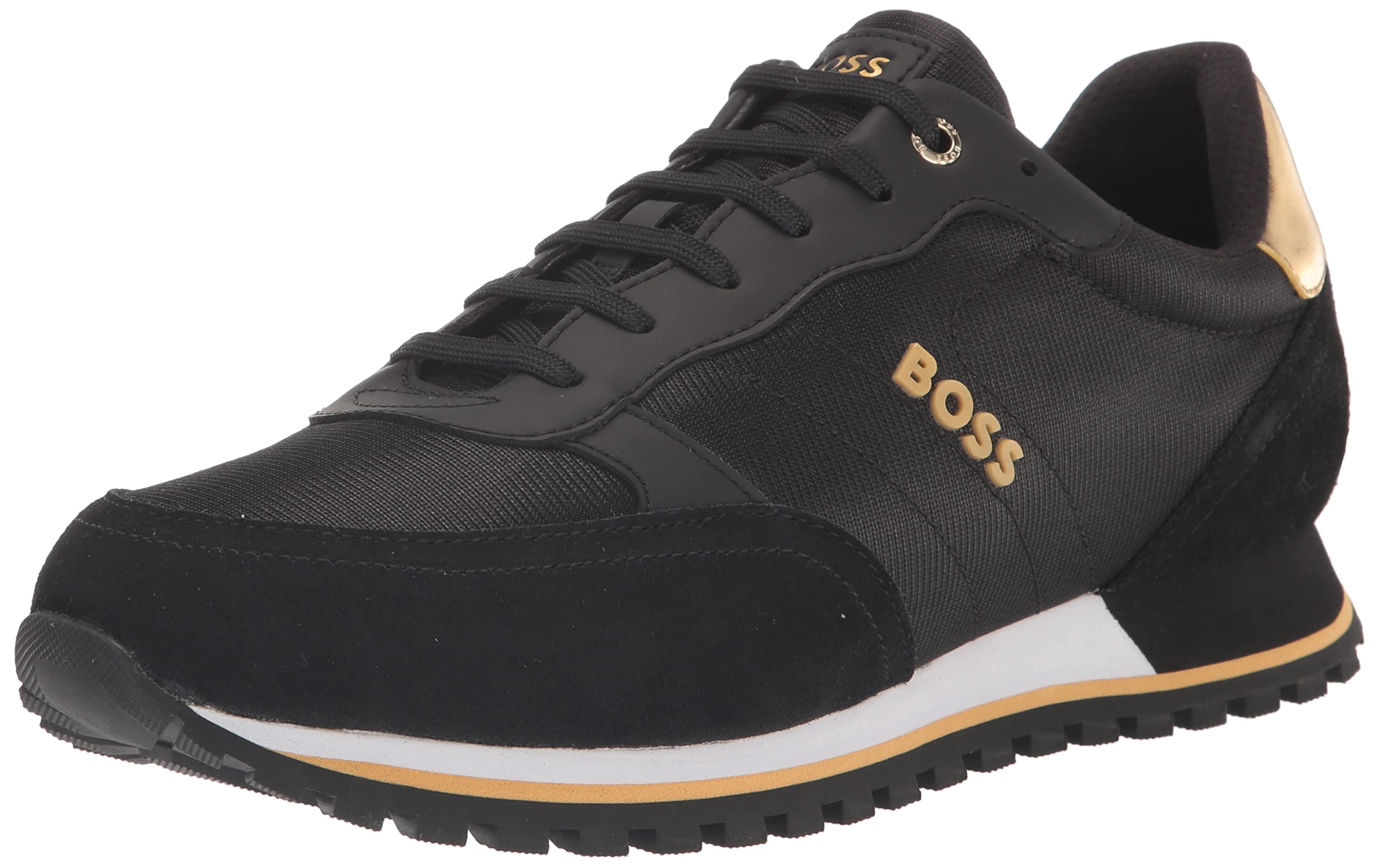 BOSSRunning Style Mix Material Sneakers With Raised Logo mens Sneaker