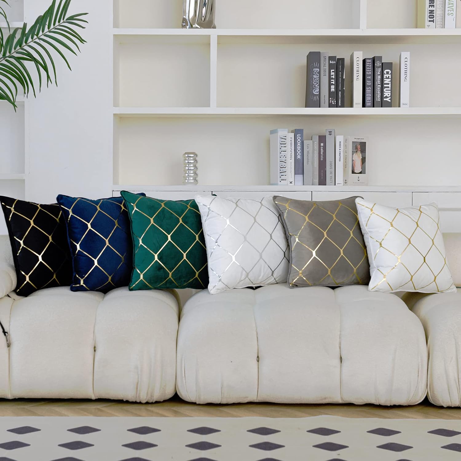 WACOMECO Gold Throw Pillow Covers, Pack of 2 Soft Velvet Decorative Cushion Covers for Couch Sofa Home Decoration, Emerald Green, 18x18 Inch - Image 5