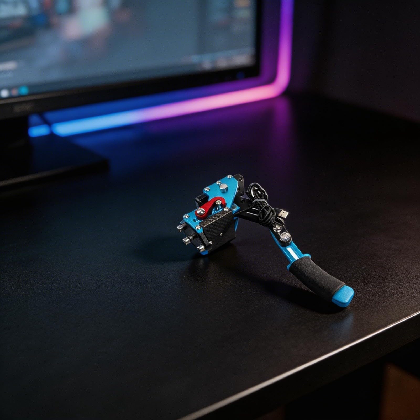 Fauhapyway Freno a mano USB, sensore Hall per giochi di corse PC, tensione per freno alla deriva per Logitech G27 G29 G920 (blu)