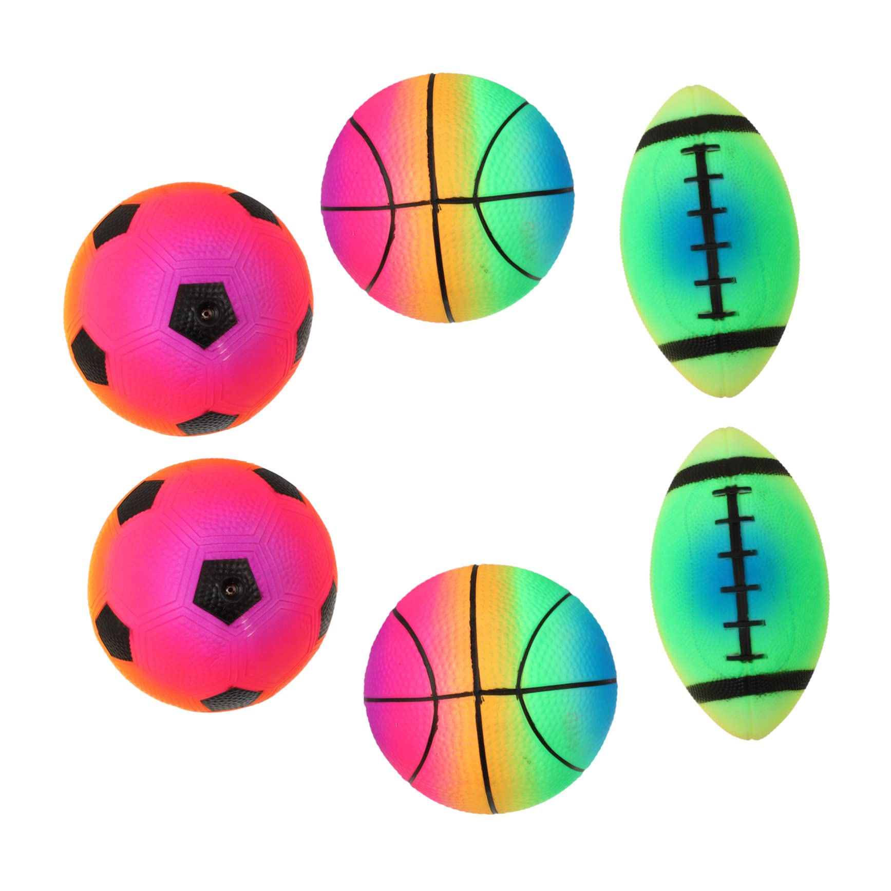 ifundom Children's Inflatable Ball Toys Set 2 Packs Basketball Soccer Rugby PVC for Boys and Girls