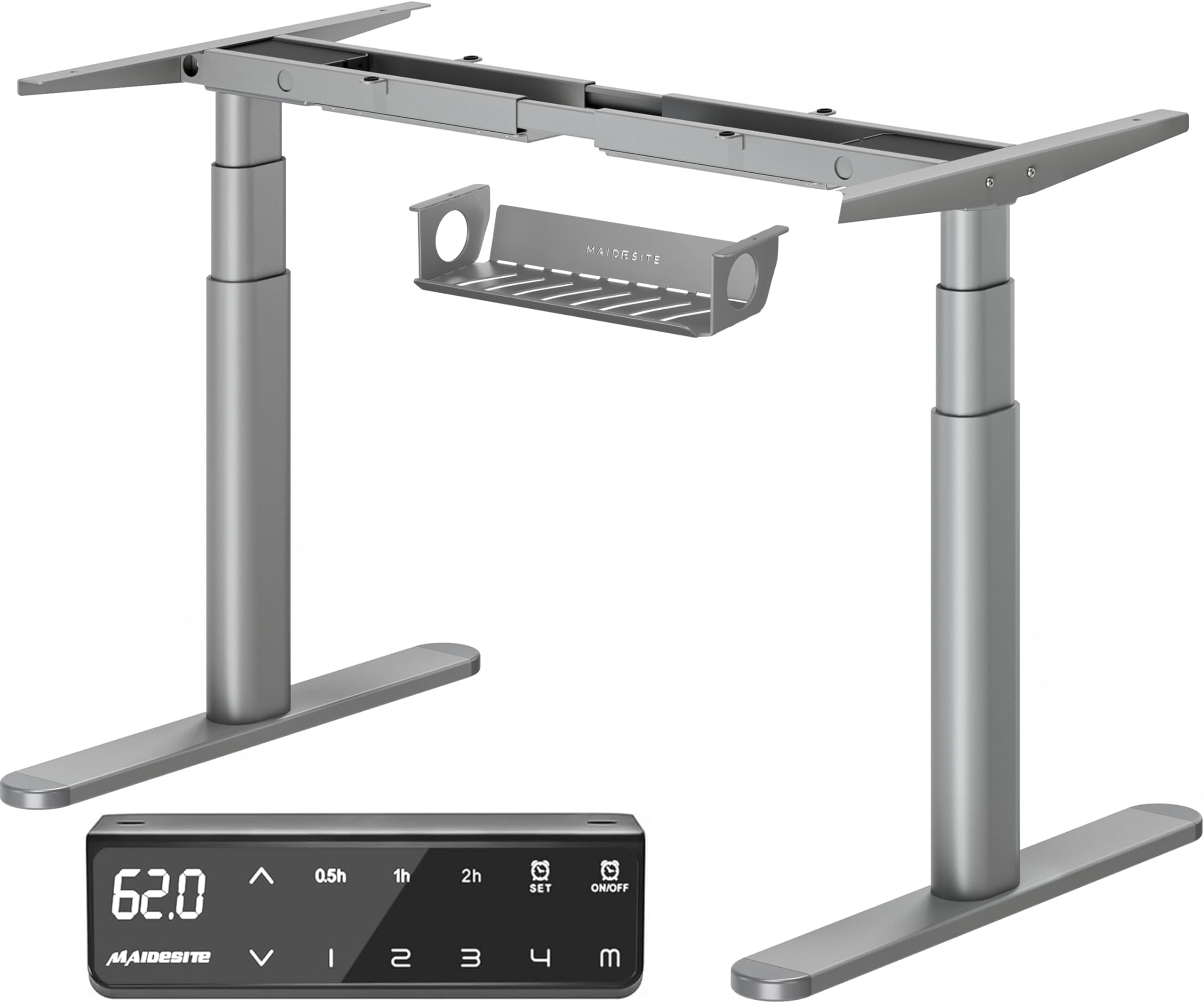 MAIDeSITeHeight Adjustable Standing Desk Frame with Oval Leg Design, Dual Motor Electric Standing Desk Sit Stand Desk with 62-125cm, 4 Memory Keyboard and Anti-collision System