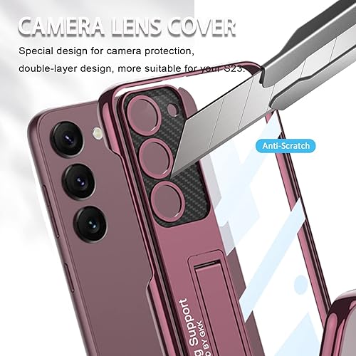 Miniatura 9 de Miimall Funda compatible con Samsung Galaxy S23, S23 con soporte, carcasa protectora translúcida chapada al vacío para Galaxy S23 5G (plateado)