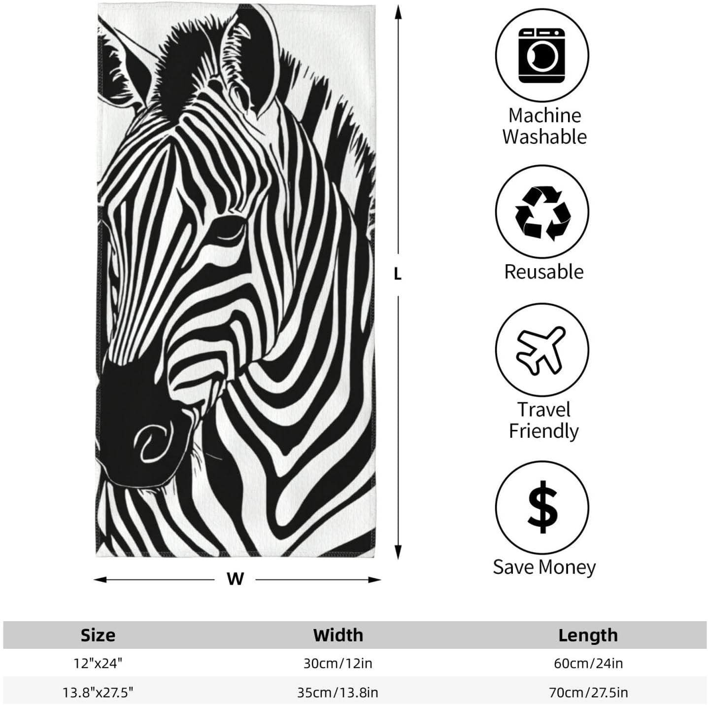 Zebra Print Print Hand Towels for Kitchen, Decorative Bathroom Towels Decor Farmhouse Cute for Men Women Gifts