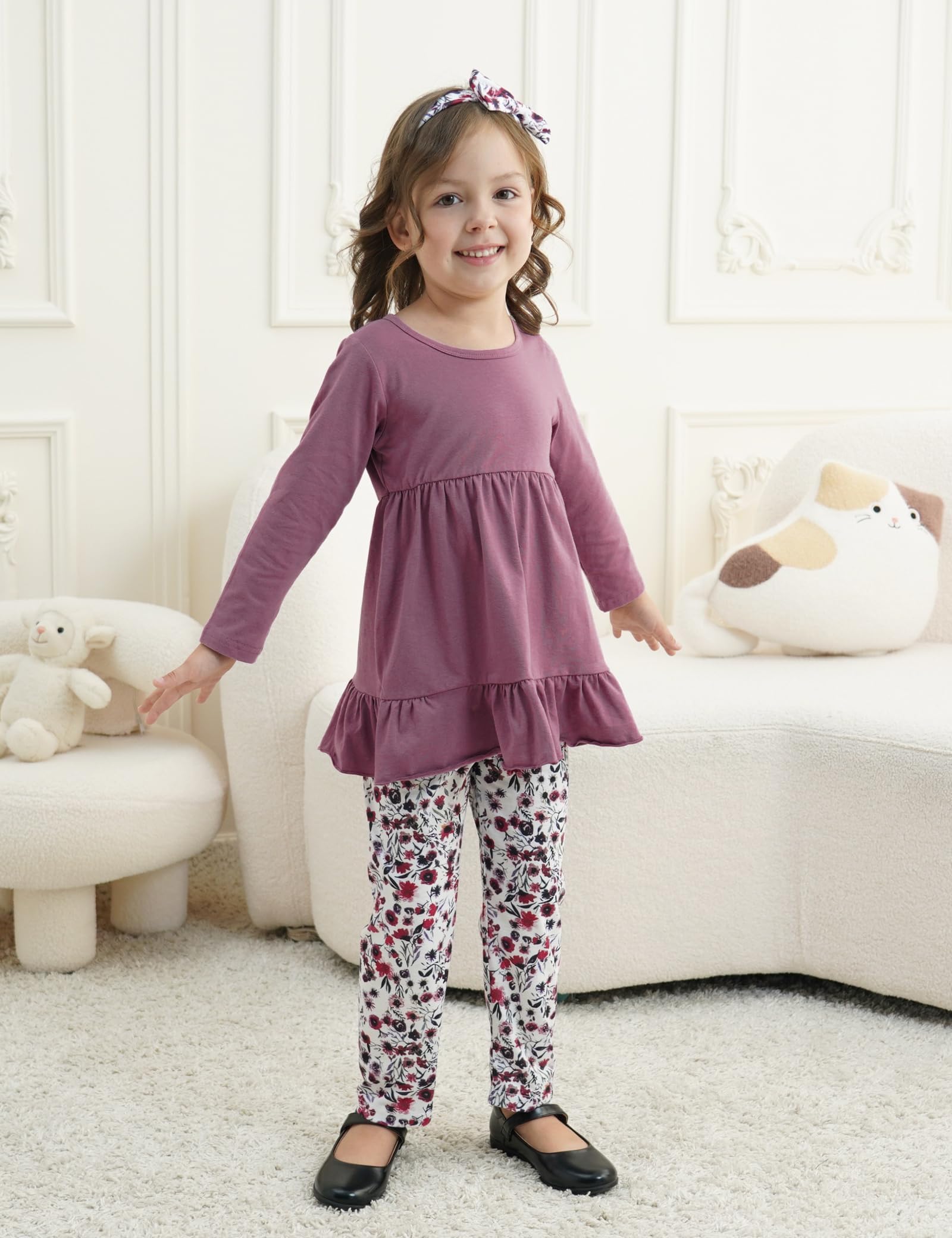 Vestiti da bambina a maniche lunghe con volant top e jeans pantaloni per bambina abiti autunnali