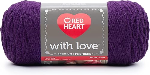 Miniatura 3 de Red Heart with Love - Hilo de berenjena, paquete de 3 unidades de 6.98 oz7 onzas, acrílico, 4 medianos (peinado), 370 yardas, tejidoganchillo