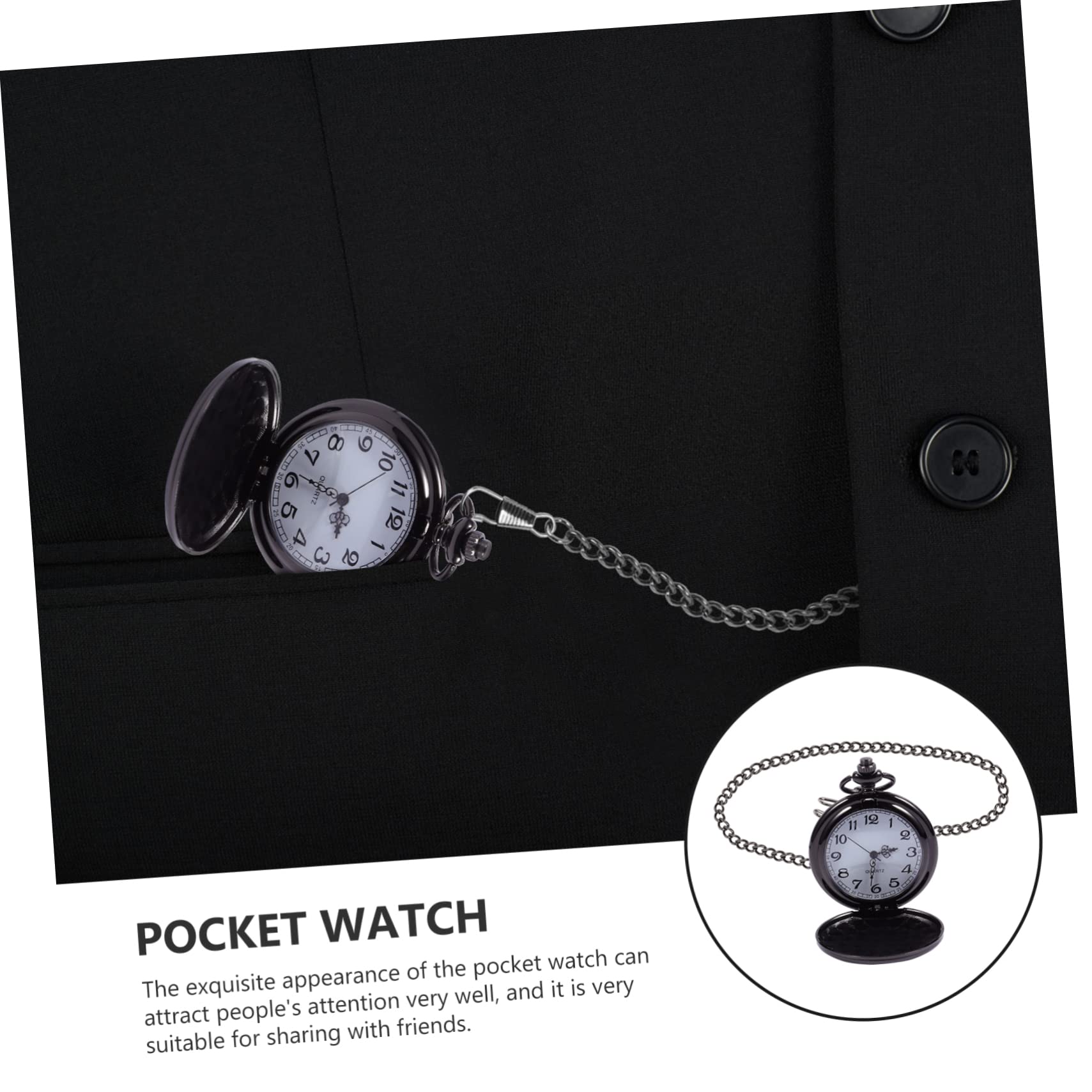 PACKOVE 3piezas Reloj De Bolsillo De Aleación con Cadena Reloj Mecánico De Cuarzo Estiloso para Cumpleaños y Aniversarios