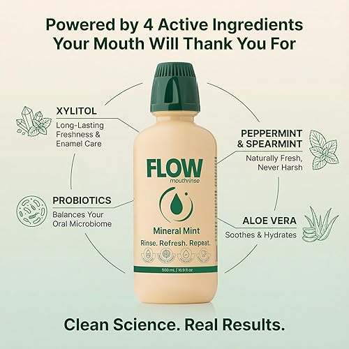 Miniatura 3 de Enjuague bucal probiótico sin alcohol (menta mineral), enjuague oral natural para combatir el mal aliento, equilibrar el microbioma oral y proteger