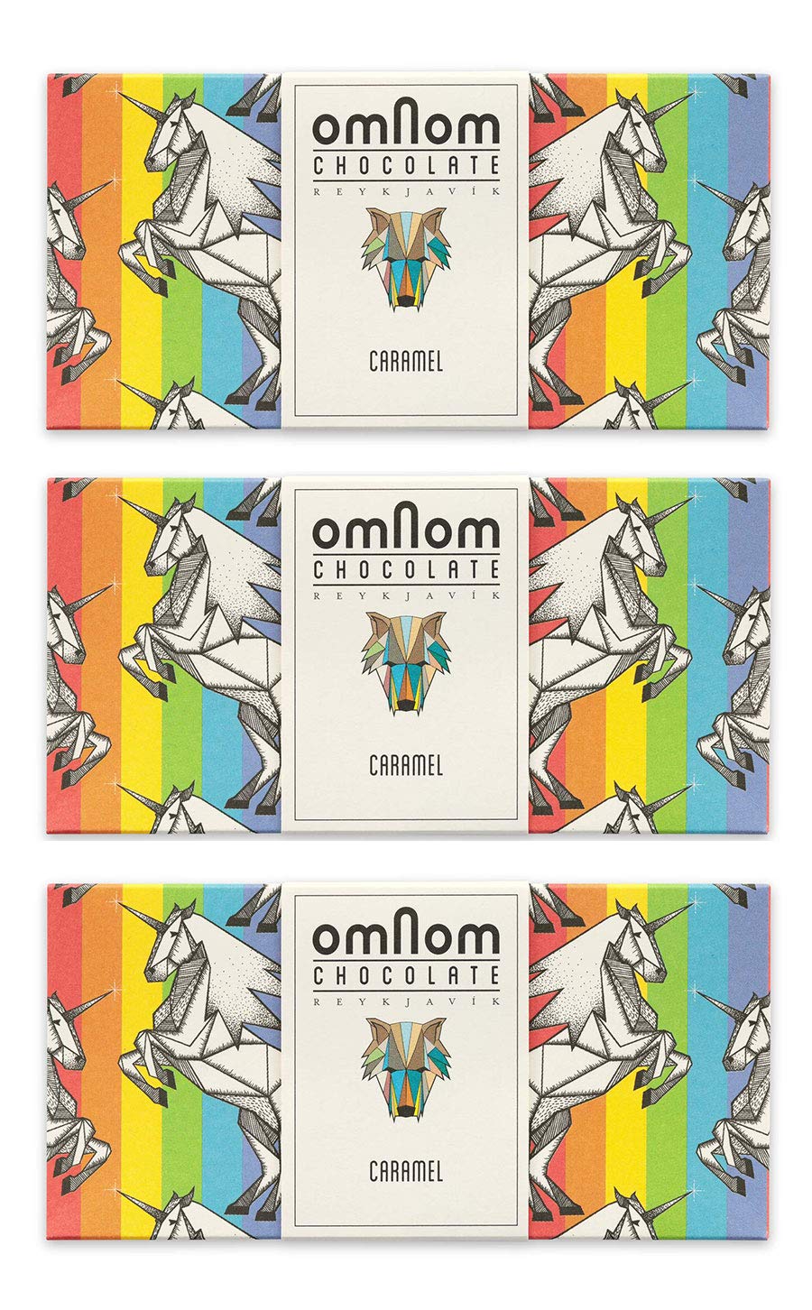 OmNom Caramel + Milk "Pride Bar" | Icelandic Bean To Bar Chocolate by OMNOM CHOCOLATE REYKJAVIK | 3 x 60g Bar