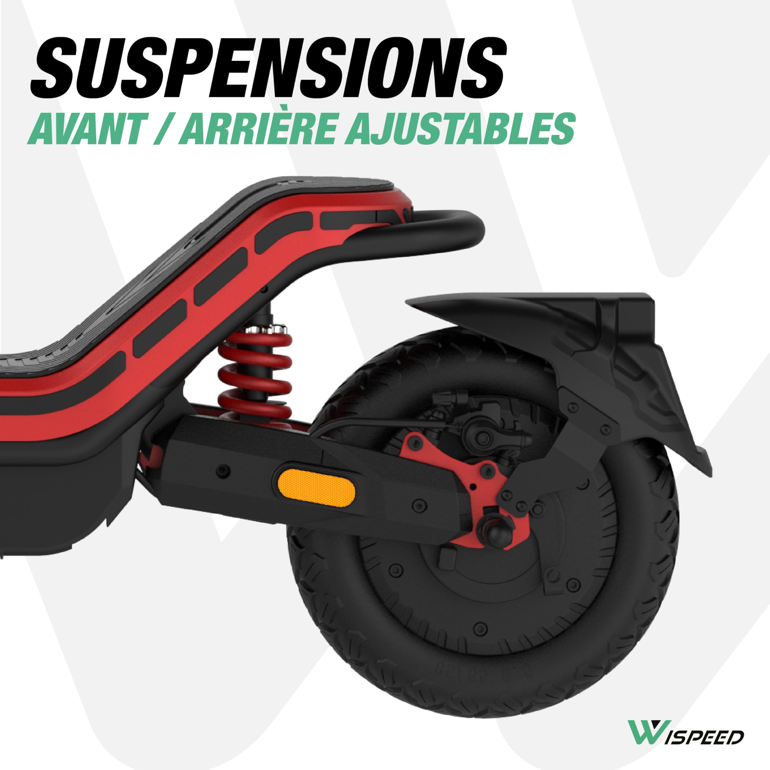 Wispeed - SUVPILOT 150R - Trotinette électrique Off Road - 800 W - Pliable - Pneu Cross 10" - 60km - 25km/h - Deck Ultra Large 20cm - IP65 - IPX6 - Écran LED - Double Frein - Double Suspension - Noir