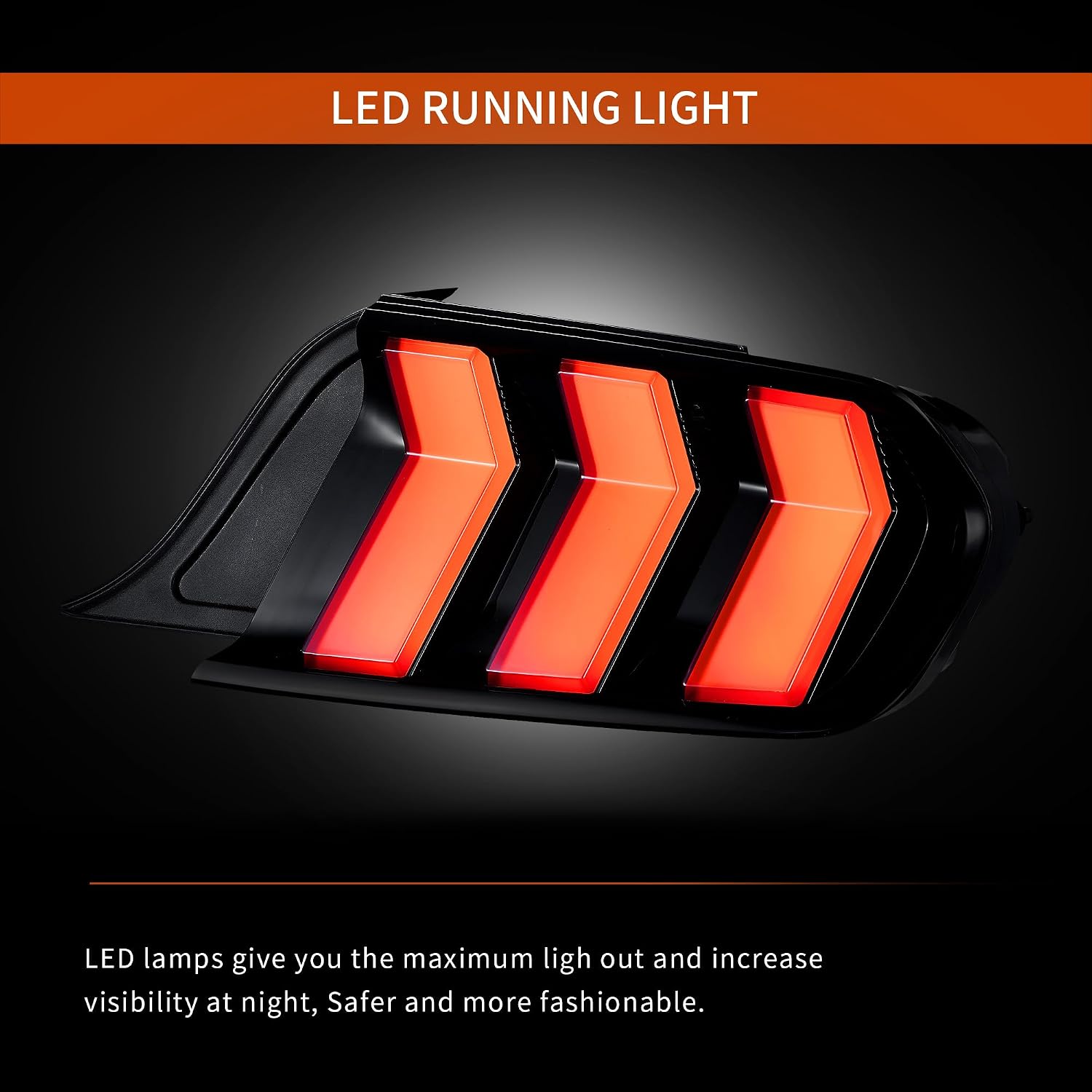 VLAND LED Tail Lights Compatible For Ford Mustang 2015-2023 6th Gen (Sixth generation), With Five Modes Sequential Turn Signal, Driver & Passenger Side, Smoked and Clear Lens Style