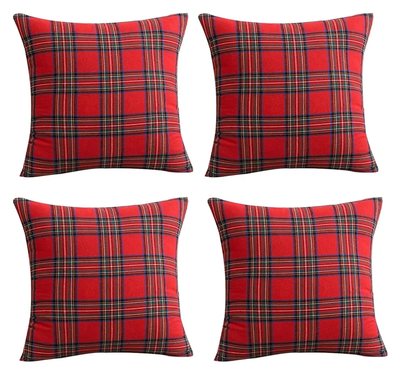 Copricuscini Divano Set di 4 federe for cuscini natalizi a quadri rossi in tartan, federe decorative for cuscini natalizi in stile rustico.(ZQ-2509261344,40x40cm-4pc16x16in)