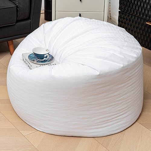 Miniatura 6 de Puf de repuesto para puf, para puf, silla, sofá perezoso, forro interior con cremallera, sin relleno, fácil limpieza, forro interior de puf blanco,