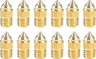 XUNLAN durable 1/3/12 Pc Fit For Creality Extruder Brass Nozzle Thread Printer Head 0.4mm Output Fit For Creality CR-6 SE 1.75mm Filament Nozzle 3D Printer Wearable (Color : 12pcs)