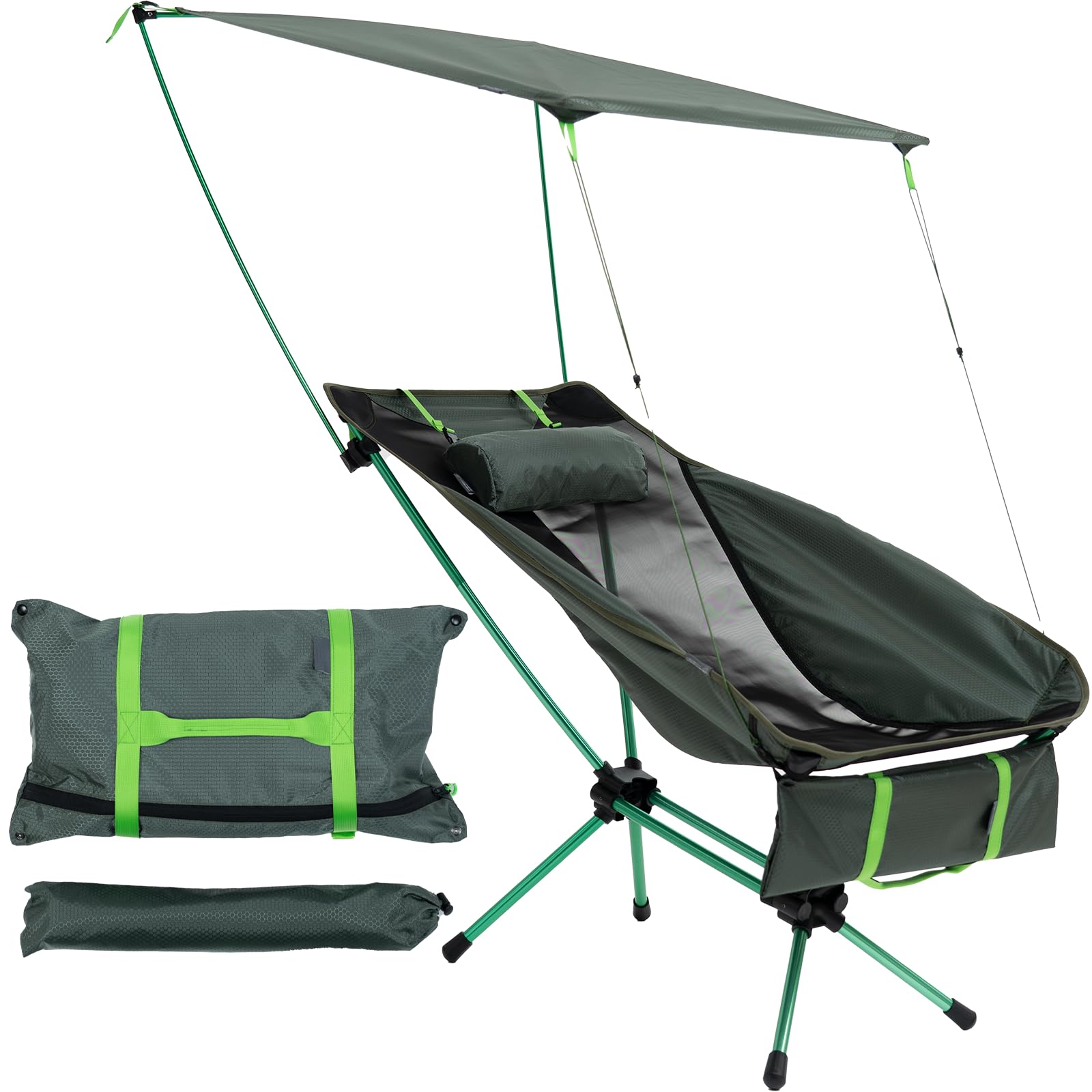 Photo 1 of TEANTECH Portable Folding Camping Chair with Sunshade Canopy