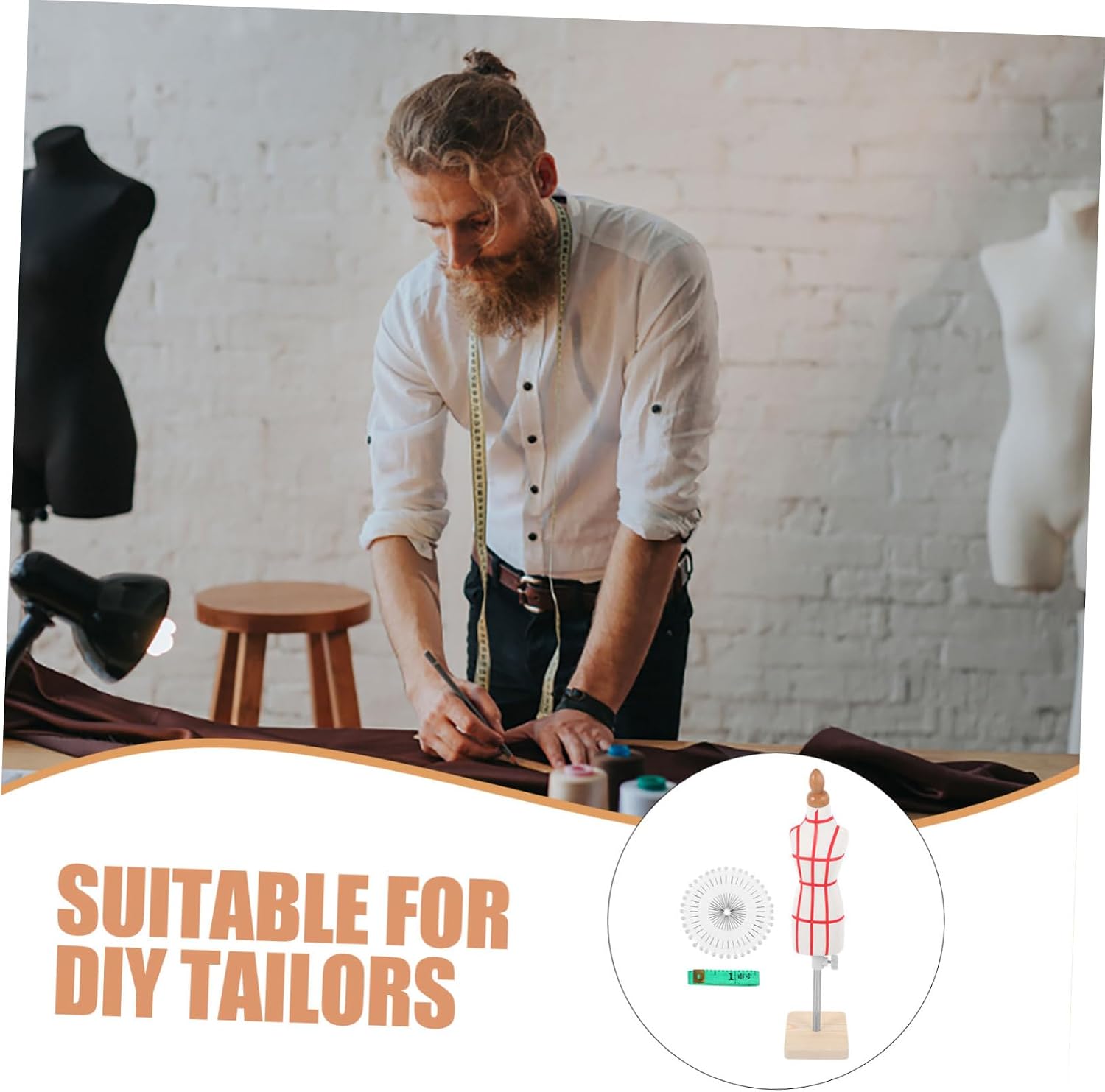 Mini Mannequin for Sewing with Sturdy Base Compact Dress Form Model Stand for Dressmaker Cotton Cloth Cover Safe Smooth Edges for Pattern Making and Display