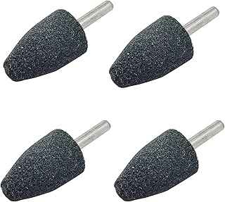 4 pcs 25mm Stone Rotary Grinding Bits with 1/4 Inch Shank, Aluminum Oxide Mounted Grinding Point for Grinding, Polishing，Deburring Ferrous Metals（4pcs 6x25 cone head）