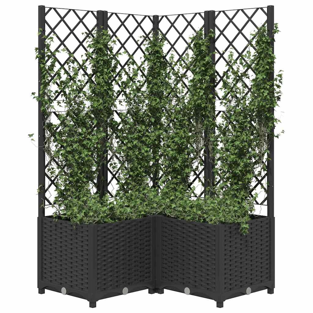 Duży pojemnik na rośliny z kratką 80 x 80 x 136 cm polipropylenowy ogrodowy balcony Outdoor Flower Pot with Support for Herbs Sukulents and Orchids