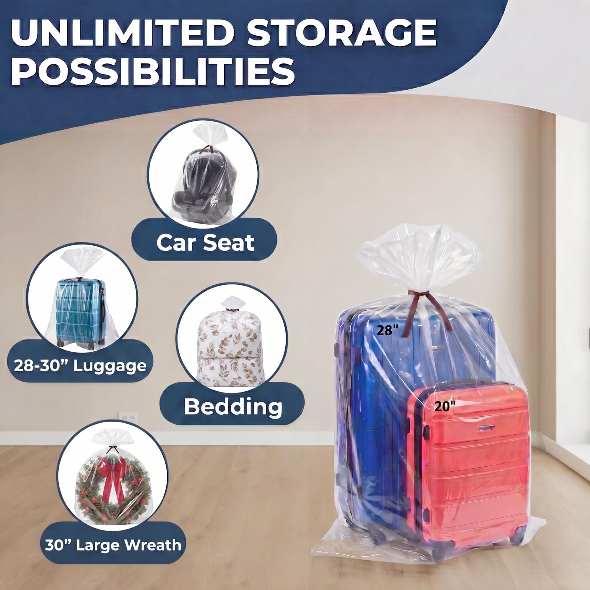 Wowfit - Bolsas de plástico transparente de 5 quilates, 40 x 60 pulgadas, 2 mil, ideales para almacenamiento, embalaje y más (40 x 60 pulgadas)