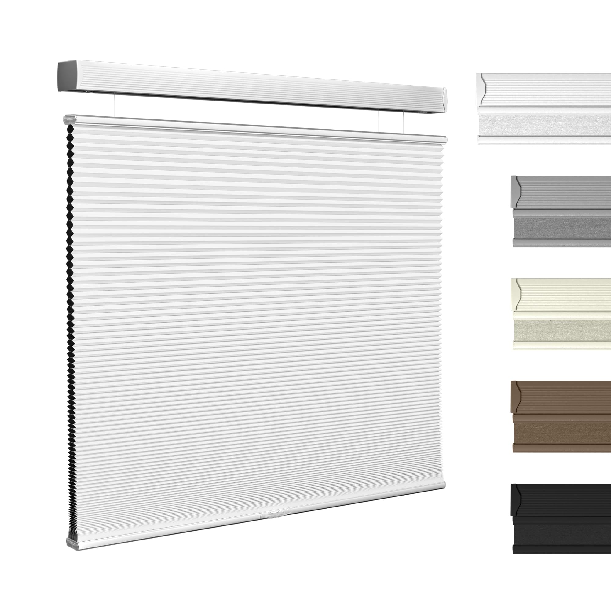 Boolegon Top Down and Bottom Up Blackout Cellular Shades Cordless Honeycomb Blinds for Windows Custom Size, White, Any Size
