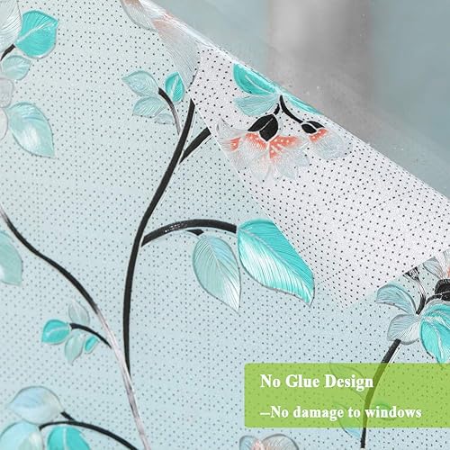 Miniatura 6 de Película decorativa para ventana, diseño de flores, película de privacidad de vidrio de adherencia estática para puerta, tintes de ventana no