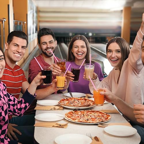 Miniatura 3 de Zubebe Pajitas de plástico en forma de corazón para el día de San Valentín, popote desechable de plástico duro, popotes de plástico reutilizables