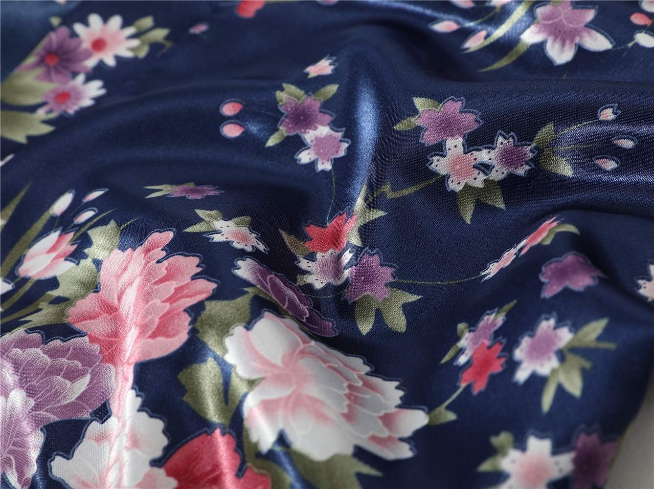 Women's Satin Robes Floral Bridesmaid Robes Short Silk Kimonos Sleepwear - Image 3