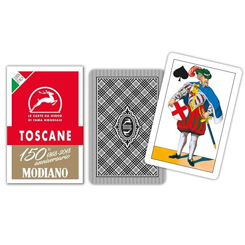Modiano Regionales Cartas de Juego Toscane Aniversario de los 150 Años, Color Estuche Rojo, 300119