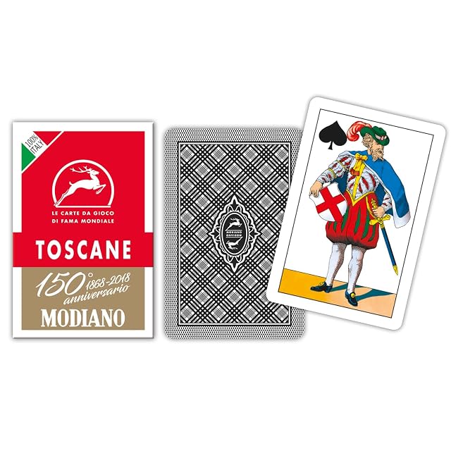 Modiano Regionales Cartas de Juego Toscane Aniversario de los 150 Años, Color Estuche Rojo, 300119
