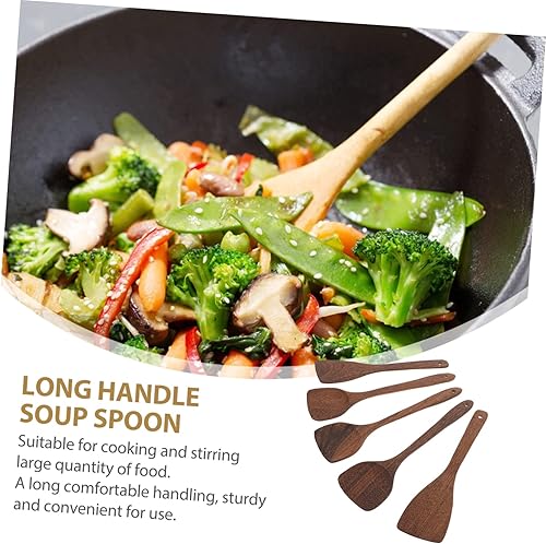 Miniatura 5 de Cuchara de madera antiadherente, utensilios de cocina de diseño retro para servir alimentos, vajilla de madera para uso doméstico y catering para