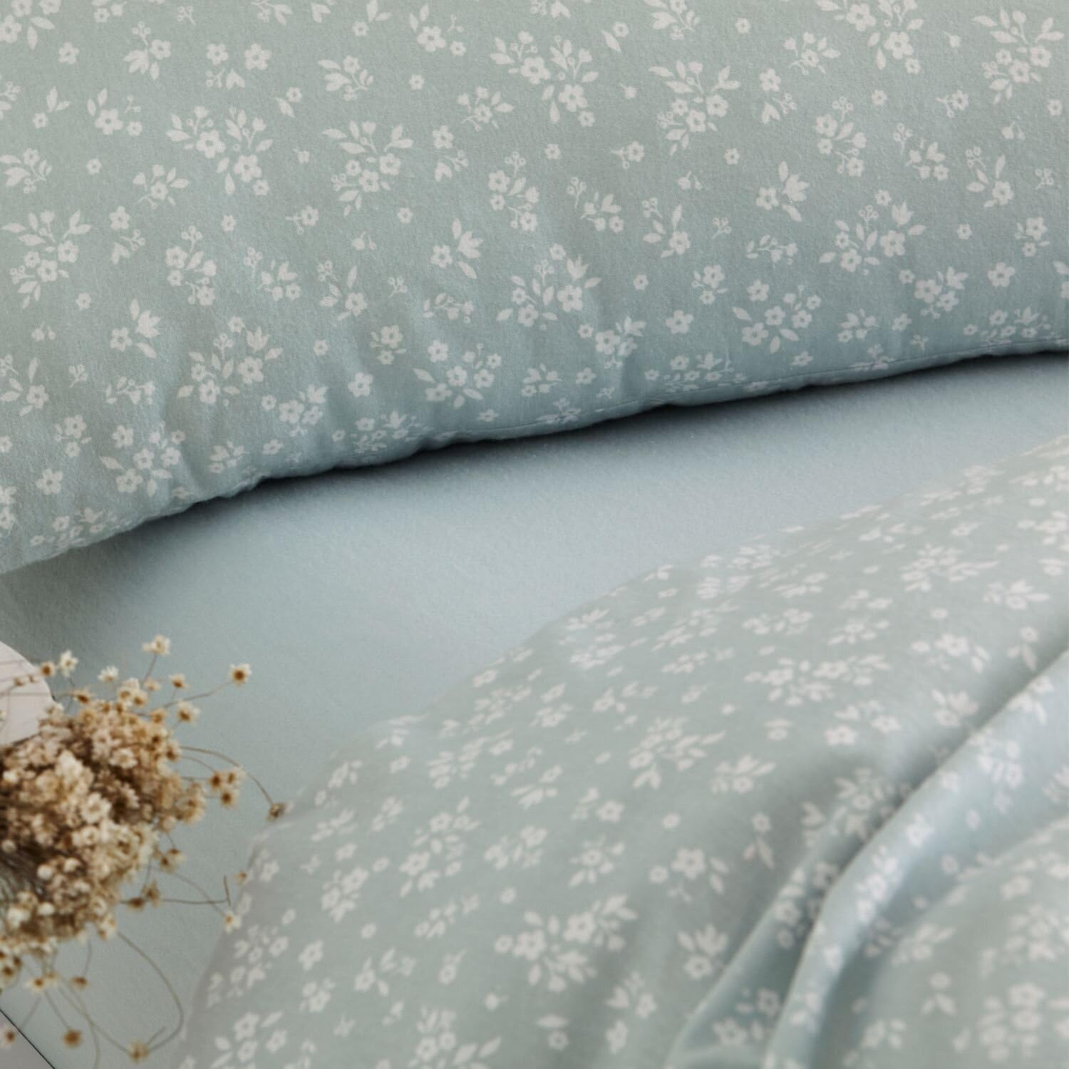 Burrito Blanco | Sábanas de Franela de algodón | Cama de 90cm. (+Medidas Disponibles) | Diseño 572 | Color Laurel (90x190/200cm.)