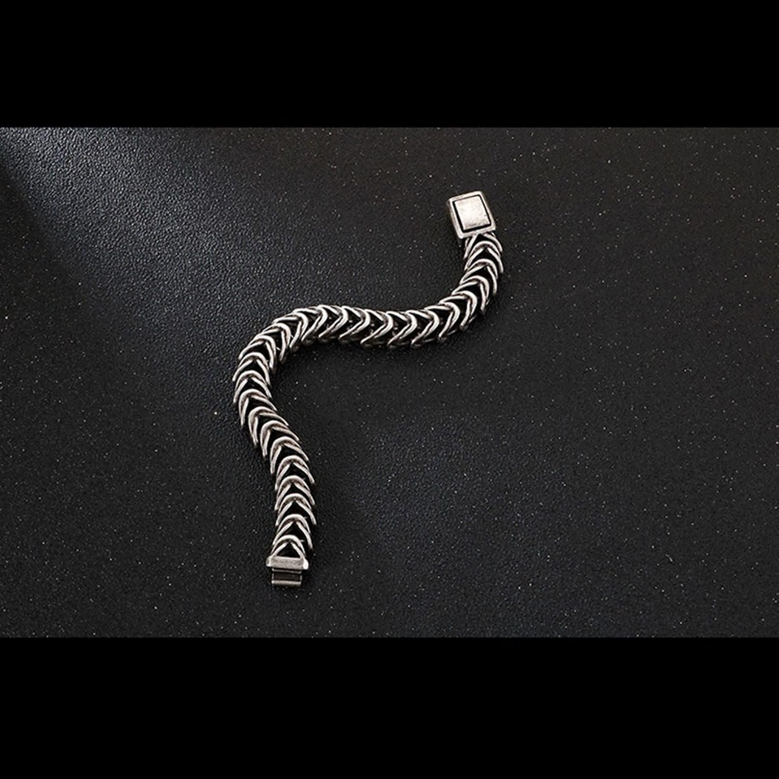 Pulsera Cadena de Plata Antigua Hombre,Pulsera Cadena Hombre Acero Inoxidable Cadena 13MM Brazaletes para Hombre Plata Antigua