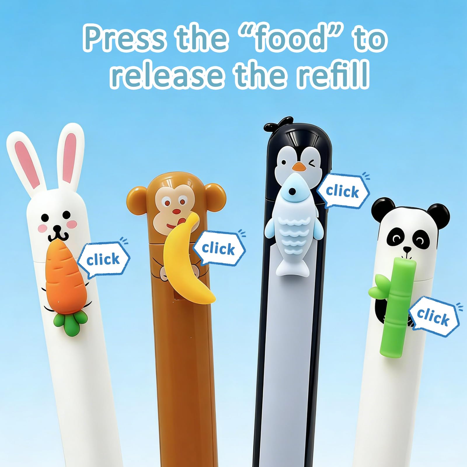 Set di 6 penne gel cancellabili, 0,7 mm, blu, motivo animale, con gomma integrata, inchiostro sensibile al calore, adatto come regalo per Pasqua, inizio della scuola