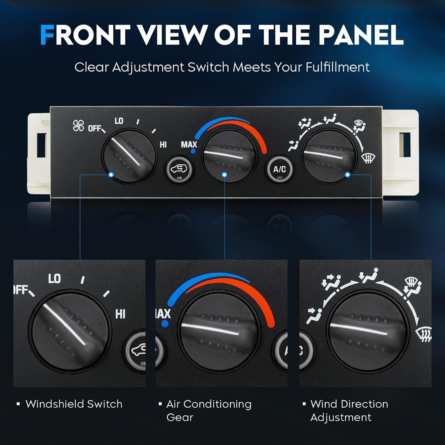 AC Heater Climate Control Module Panel w/o Rear Window Defogger Switch for 1996-1999 Chevy/GMC C1500 C2500 C3500 K1500 K2500 K3500 9378815 16231175 16240115 16238895