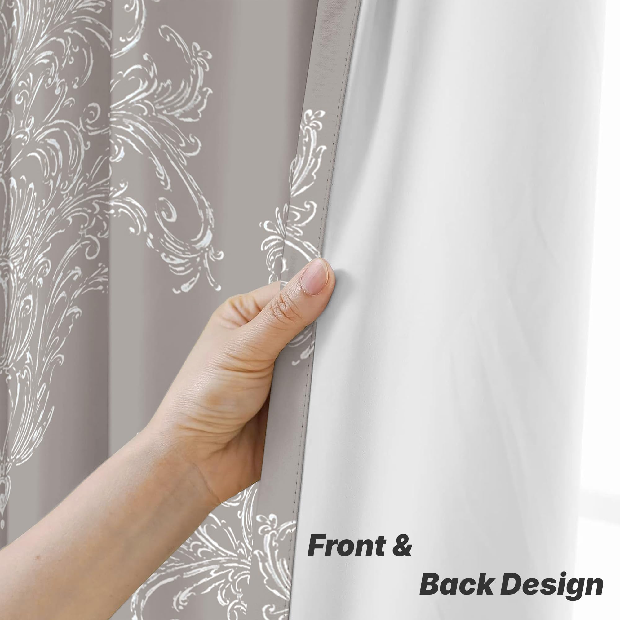Reliancebedding Blackout Curtains W46 x L90 Inch, Thermal Insulated Floral Printed, Beige Bliss, W 46.1" x L 89.8" (2 Panels) - Image 5