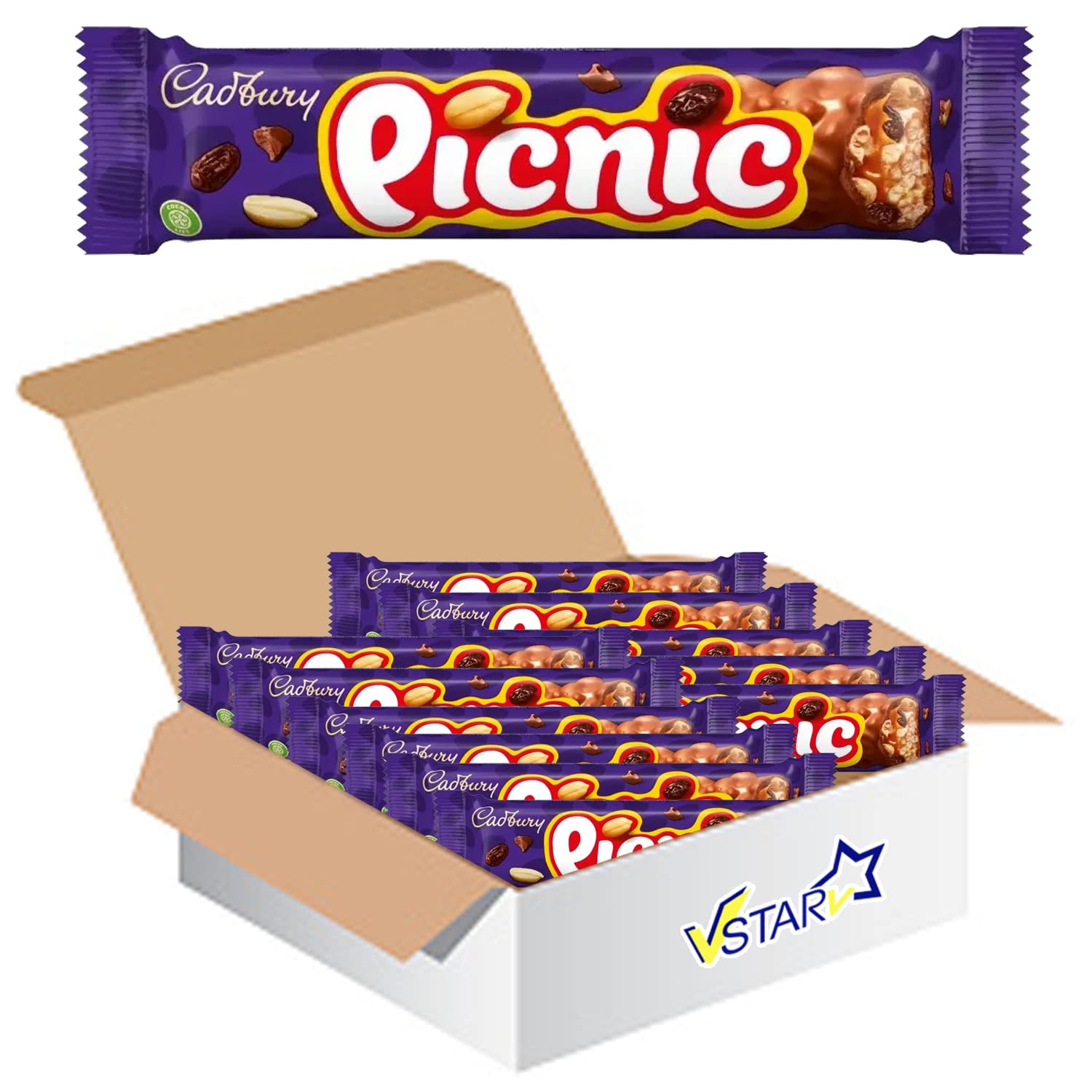 VSTAR All Chocolate Bars Collection (Picnic Bar 48.4g, Full Box)