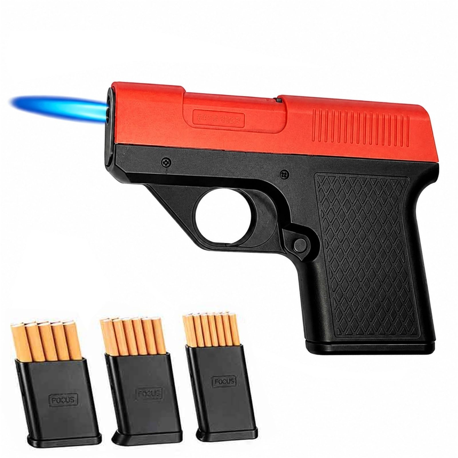 Multifunctional windproof blue-flame refillable lighter; Holds 20 cigarettes (includes cigarette case); Adjustable flame size; An for men, husbands, etc.