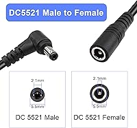 Vista 2 de GINTOOYUN Cable de extensión CC de 9.8 pies de 0.217 in x 0.083 in, ángulo recto de 90 grados, macho a hembra, cable de alimentación de 18 AWG