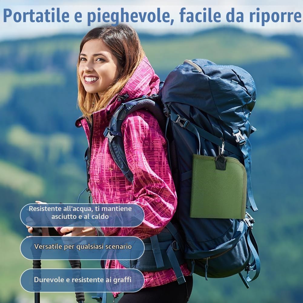 HOTUT Tappetino Pieghevole Outdoor, Cuscino del Sedile in Tessuto Oxford Impermeabile, Cuscini da Seduta Pieghevoli da Esterno in Tessuto Oxford, Escursioni, Picnic, Campeggio, 36 x 32 cm, Nero, Verde
